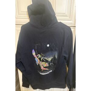 Independent Trading Company Unisex Lobos Graphic Pullover Hoodie Black Sz Medium